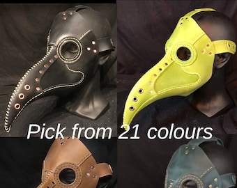 Genuine Leather Steampunk Handmade Hand Stitched Country Cow Leather Plague Doctor Mask Face Mask Costume Custom Choose Your Colour