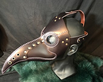 Medieval Alchemist Cosplay Masquerade Steampunk Plague Doctor mahogany with acrylic lenses mask Genuine 100/% Leather Hallowe/'en LARP