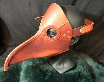 Medieval Alchemist Cosplay Masquerade Steampunk Plague Doctor mahogany with acrylic lenses mask Genuine 100/% Leather Hallowe/'en LARP