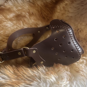 Handmade Hand Stitched Genuine Leather Steampunk Biker Face Mask, Mouth Mask, Costume image 6