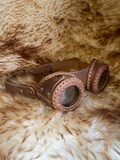 Steampunk Handmade Hand Stitched Genuine Leather Goggles Fodder Brown Hat Goggles Costume  Fancy Dress Cosplay