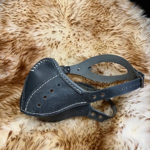Genuine Leather Handmade Hand Stitched Biker Mask Leather Mask Face Mask Grey Leather Insert Costume Steampunk