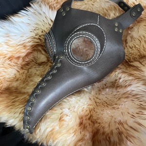 Genuine Leather Handmade Hand Stitched Grey Leather Plague Mask Steampunk Plague Doctor ideal for people with glasses