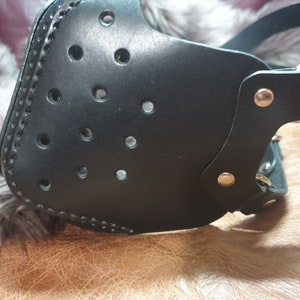 Handmade Hand Stitched Genuine Leather Steampunk Biker Face Mask, Mouth Mask, Costume image 3