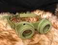 Steampunk Handmade Hand Stitched Genuine Leather Goggles Lime Green Hat Goggles Costume  Fancy Dress Cosplay