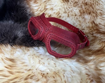 Ready to ship Steampunk Handmade Hand Stitched Genuine Leather Aviator Goggles Red Hat Goggles Costume  Fancy Dress Cosplay