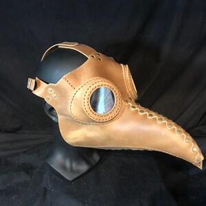 Genuine Leather Steampunk Handmade Plague Doctor Mask for Glasses With Beak Light brown Country Cow Leather Face Mask Costume
