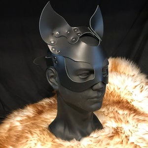 Ready to ship Genuine Leather Handmade Devil Cat Bad Kitten Masquerade Mask Black Leather Cosplay image 3