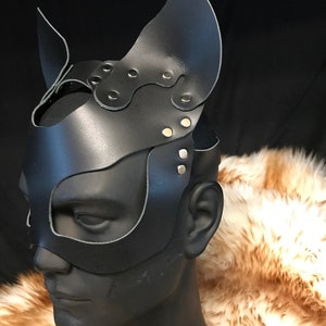 Ready to ship Genuine Leather Handmade Devil Cat Bad Kitten Masquerade Mask Black Leather Cosplay image 2