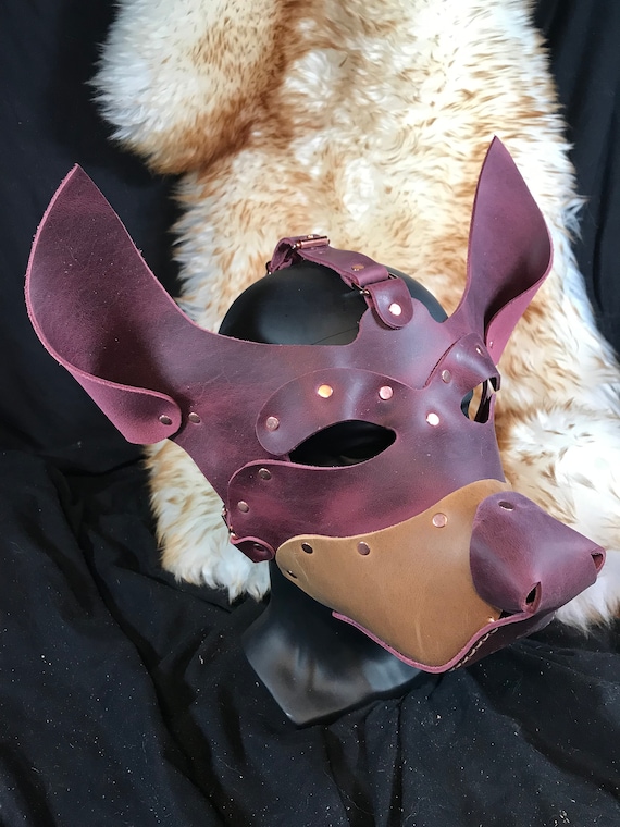 Genuine Leather Handmade Dog Pup Face Mask Puppy Burgundy Etsy