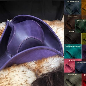Chapeau tricorne en cuir véritable cousu à la main, choisissez votre couleur, chapeaux steampunk personnalisés à la mode