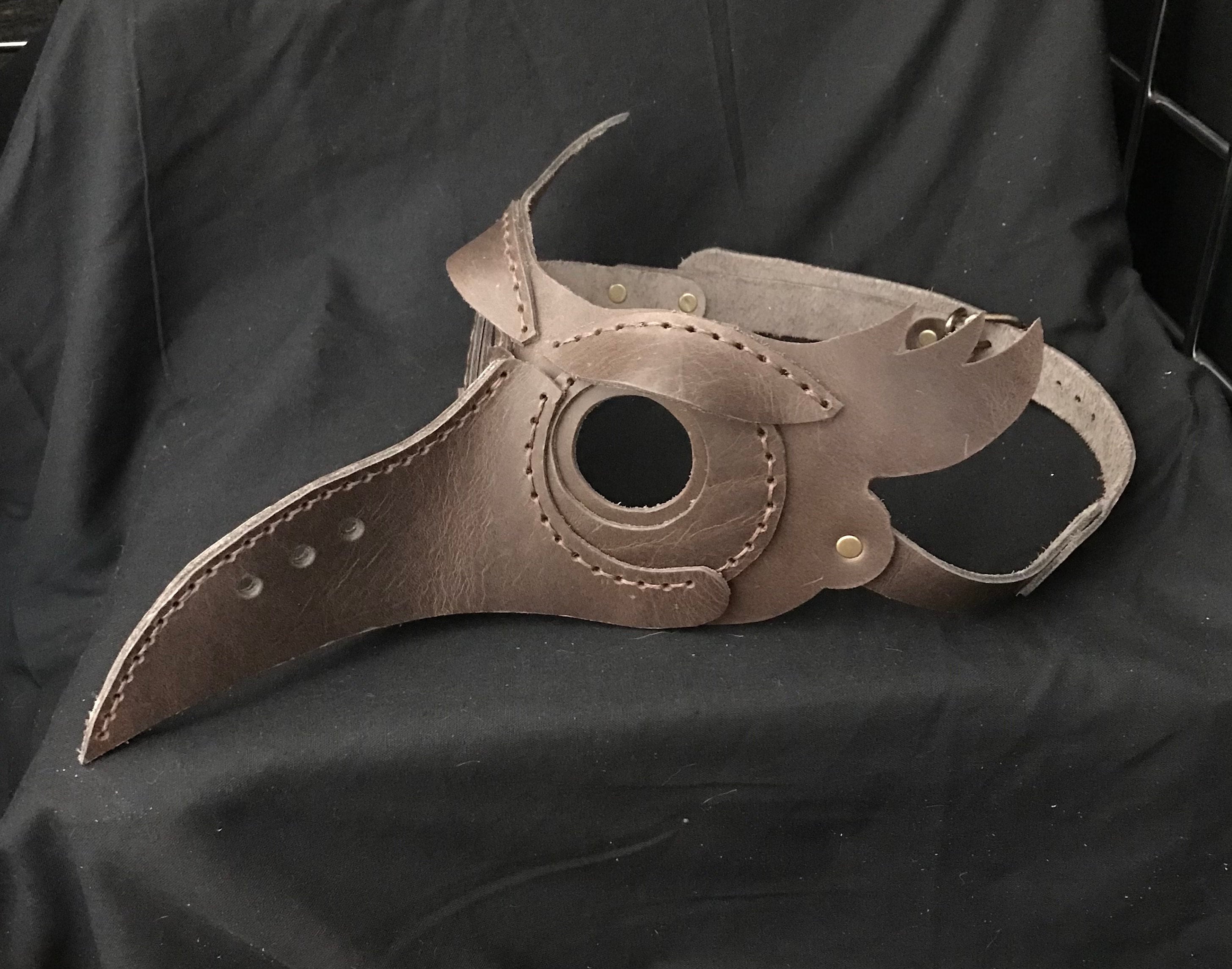 Dark Grey Crow Bird Face Mask Genuine Leather Steampunk Hand Stitched Leather Eye Mask Costume Fancy Dress