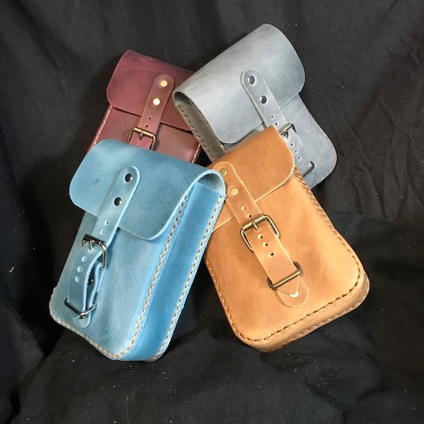 Genuine Leather Hand Stitched Handmade Pick Your Color Buckle Belt Bag Leather Hip Bag Waist Bag Festival Belt Bag