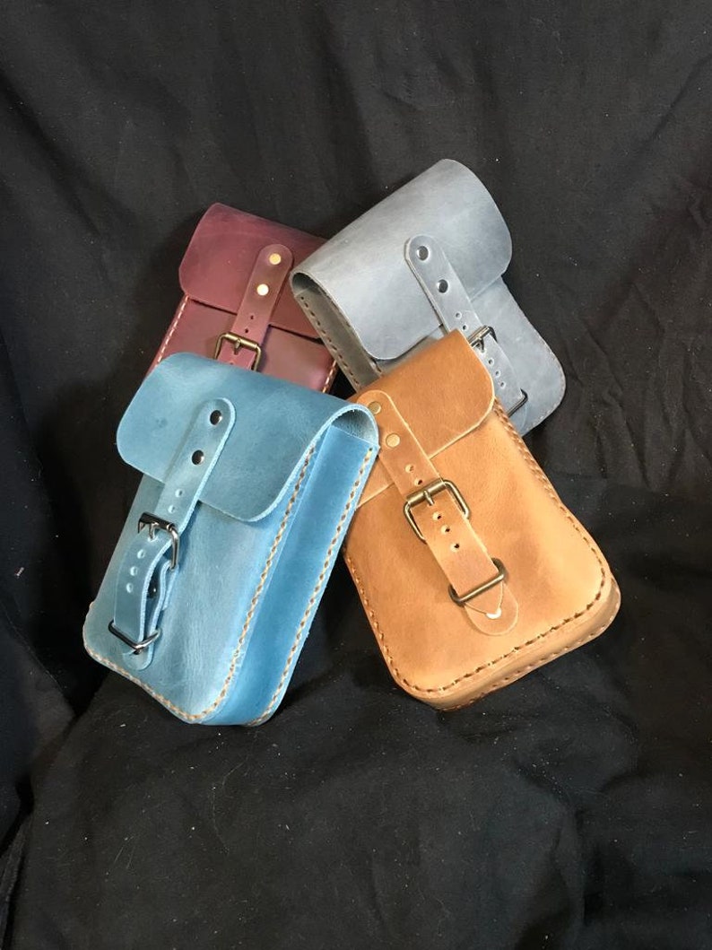 Genuine Leather Hand Stitched Handmade Pick Your Color Buckle Belt Bag Leather Hip Bag Waist Bag Festival Belt Bag image 1