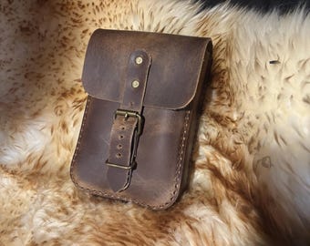 Ready to Ship Brown Leather Belt Bag Genuine Leather Hand Stitched Handmade With Gift Box Leather Hip Bag Waist Bag Festival Belt Bag