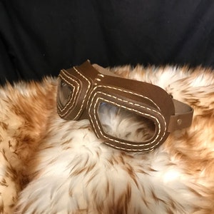 Genuine Leather Handmade Brown Leather Aviator Goggles Steampunk Goggles Costume  Dress Up Cosplay Gift