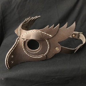 Genuine Leather Hand Stitched Steampunk Handmade Dark grey Leather Owl Bird Mask Eye Mask
