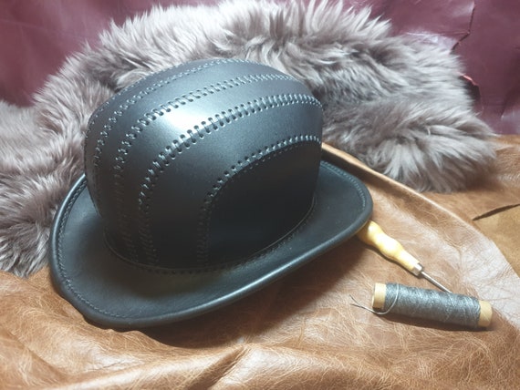 leather bowler hat