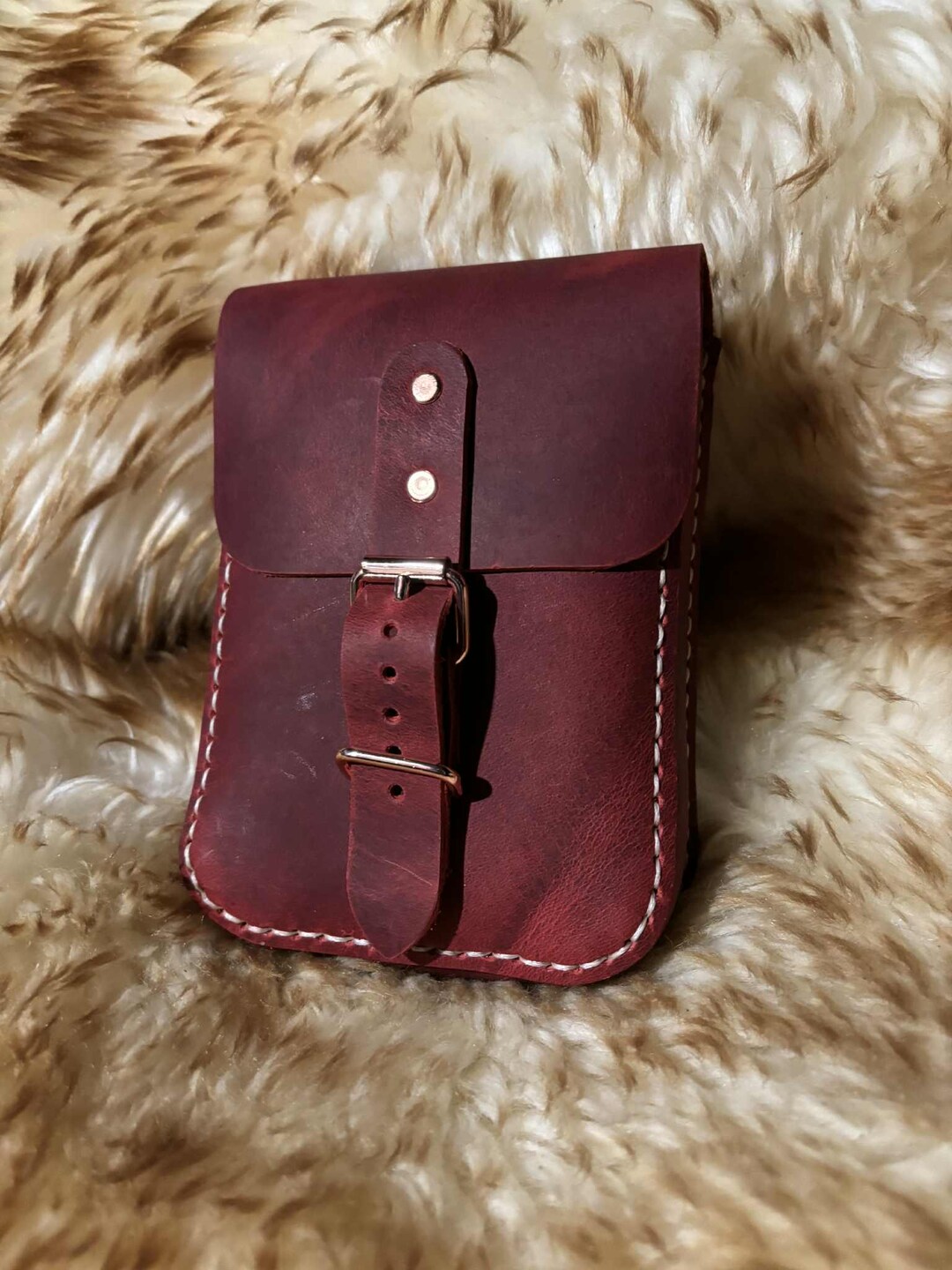 Sac Banane En Cuir Rouge DEGRÉ - Pochette De Ceinture Vintage, Très Bon état