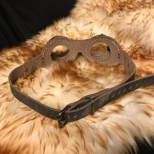 Ready To Ship Leather Goggles Bark Brown Steampunk Handmade Hand Stitched Genuine Hat Goggles Costume Fancy Dress Cosplay image 4