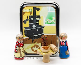 Gingerbread Man Peg Doll Set: Fairy Tale Playset with Recipe