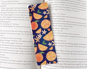 Fruit Bookmark, orange art, fun and unique bookmark, orange bookmark, bibliophile gifts, reader gift, stocking stuffer for readers