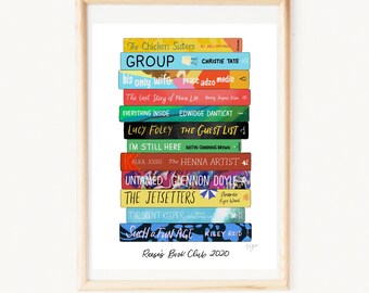 Impression Reese's Book Club 2020 - Dessin de pile de livres, cadeau de bibliophile