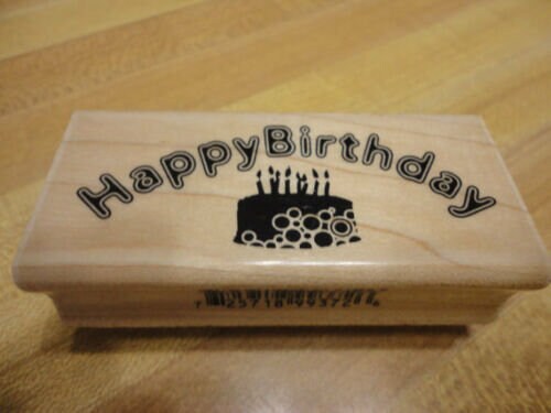 Inkadinkado Wood Mounted Happy Birthday Rubber Stamp - Etsy