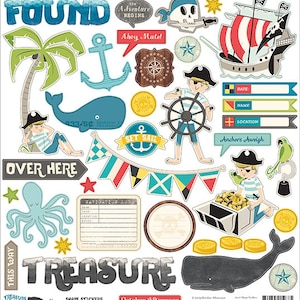 October Afternoon 12 x 12 Treasure Map Paper Collection Shape Stickers