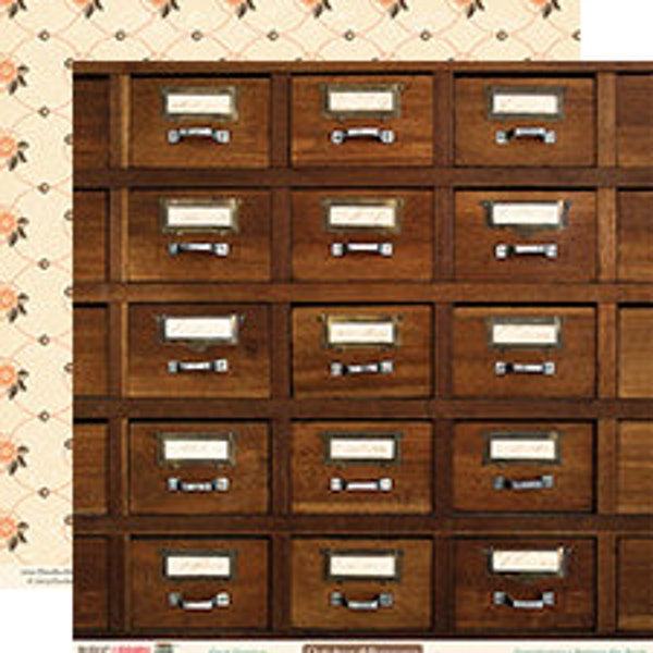 October Afternoon 12 x 12 Public Library Paper Collection Card Catalog