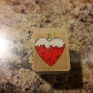 Heart Ornament Used Rubber Stamp