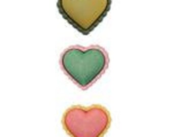 Buttons Galore 3pc Heart Buttons / Embellishments
