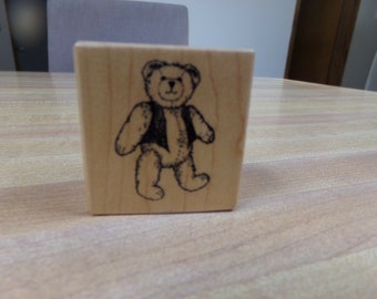 PSX Small Vested Teddy Bear Rubber Stamp
