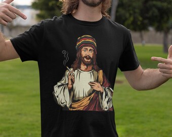 Jesucristo fumador de marihuana Hierba de cannabis Camiseta sin Mangas