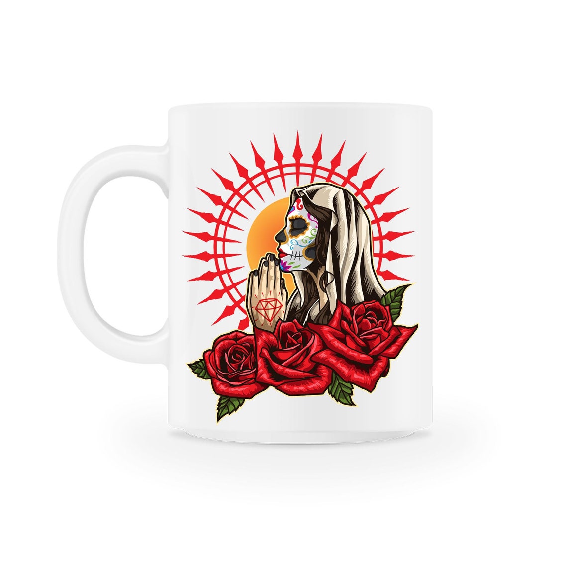 Praying Santa Muerte La Calavera Catrina 11oz Mug Etsy