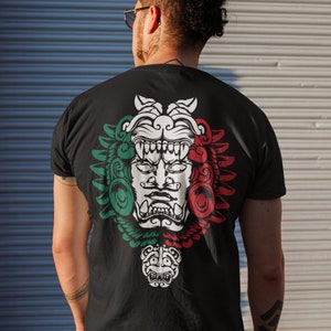 Aztec Warrior Sculpture - Mexican Ancestors - Mexico Roots - Backprint Unisex T-Shirt