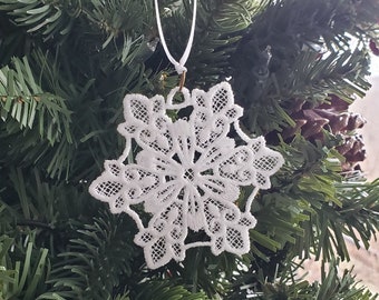 Lace Snowflake Ornament - White