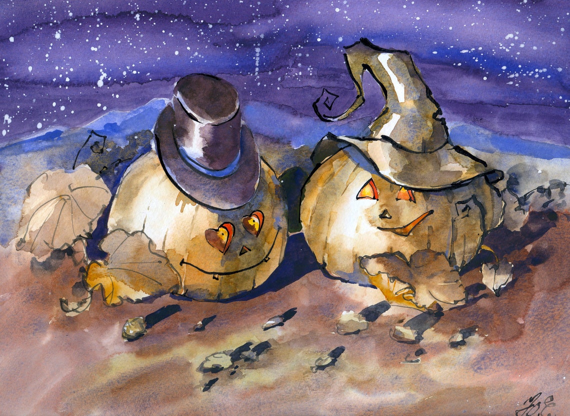 Halloween Gift Idea Funny Halloween Art ORIGINAL 9 door 12 Etsy