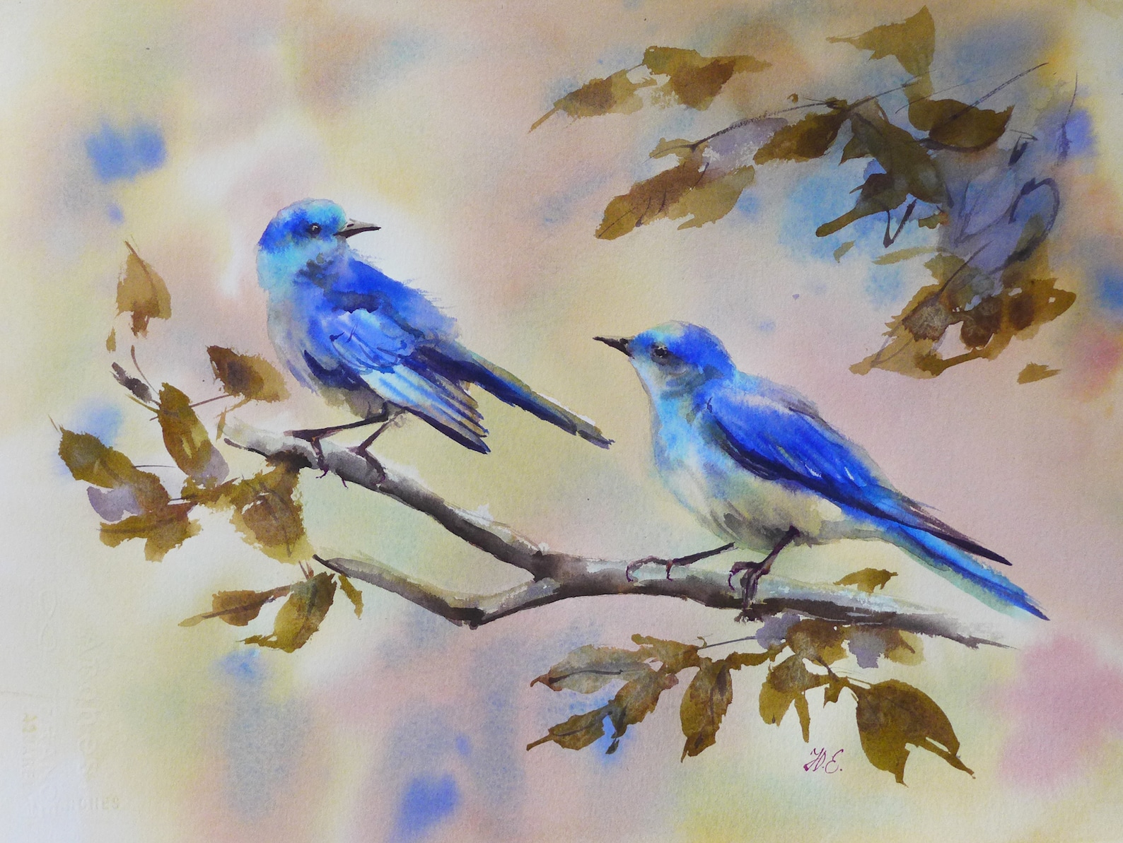 Две синие птицы. Картина птицы. Синяя птица картина. Две синие птички живопись. Птичка на ветке синяя.