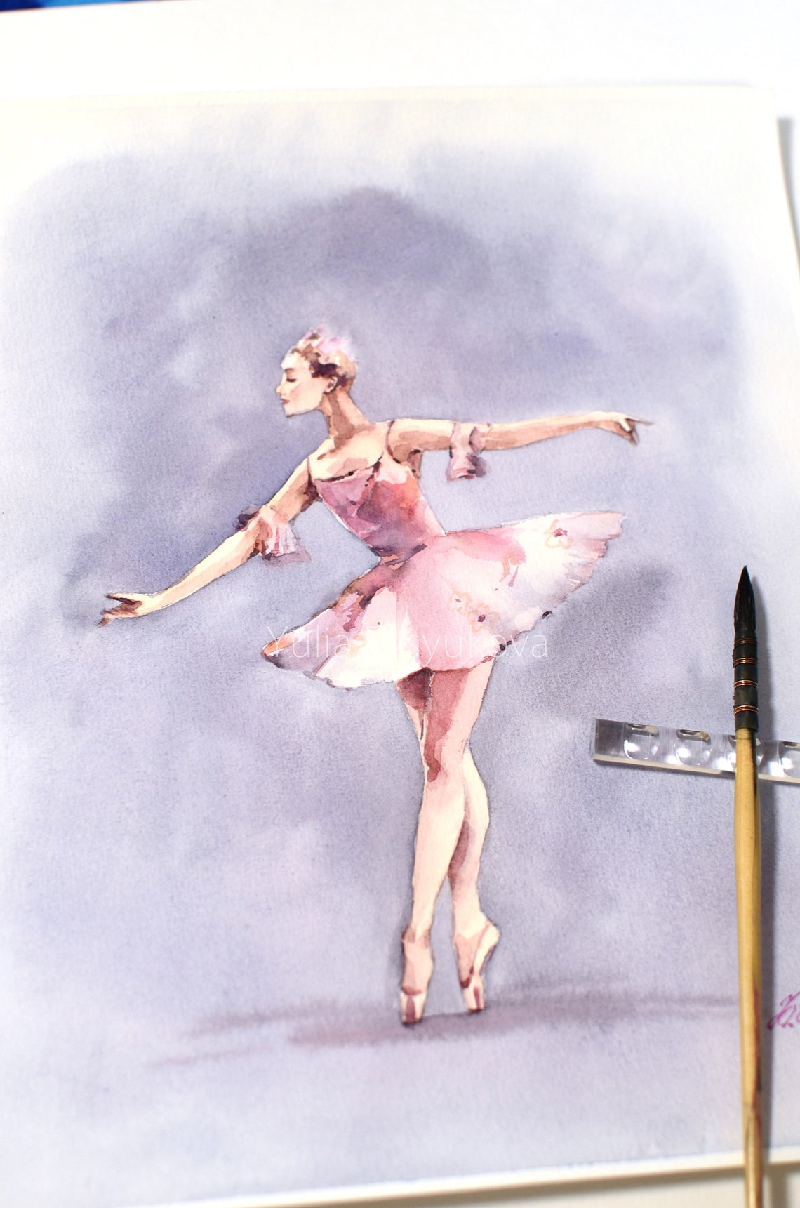 Pink Ballerina Art Ballet Painting Original Art 11.8 by 9.4 Etsy