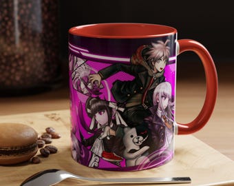 Danganronpa: Trigger Happy Havoc, Makoto Naegi, Monokuma, Celestia Ludenberg, Kyoko Kirigiri, Killing Game, Accent Coffee Mug 11oz.
