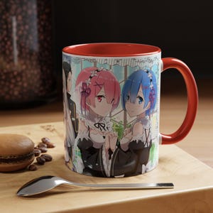 Re:Zero, Emilia, Subaru Natsuki, Beatrice, Ram, Rem, Anime, Manga, Accent Coffee Mug 11 oz.