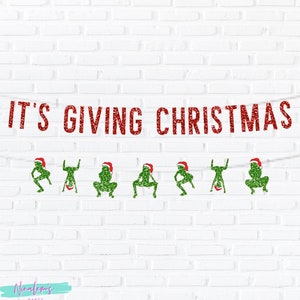 Christmas Decorations,Its Giving Christmas Banner, Funny Christmas Party Decorations, Funny Christmas Decorations, Funny Christmas Banner,