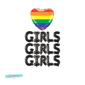 Pride Banner Sign, Girls Girls Girls Balloon Banner, Gay Parade Pride Month Balloon Banner, Gay Pride Decorations, Lesbian Bachelorette