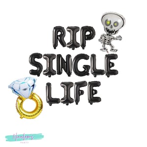 Halloween Bachelorette Decorations, RIP Single Life Balloon Banner, Bachelorette Party Decorations, Halloween Hen Party