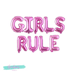 Girls Rule Balloon Banner, Feminist Gift, Girl Power Gift, Women Empowerment Party, Women&#39;s History Month, Women&#39;s Day, Feminist Sign,