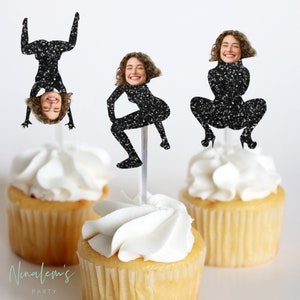 Birthday Party Decorations, Birthday Twerk Face Cupcake Toppers, Custom Birthday Photo Face,  Personalized Bachelorette Favors, Face Only