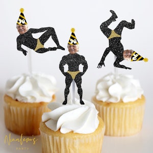 Birthday Party Decorations, Funny Birthday Face Cupcakes For Him, Custom Birthday Photo Face Toppers, 50, 100, Any Age, 12 PCS