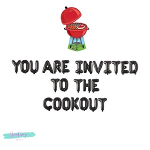 BBQ Party Decorations, You Are Invited To The Cookout Balloon Banner, Barbecue Party Decorations, Summer Birthday Party, Pool Party,