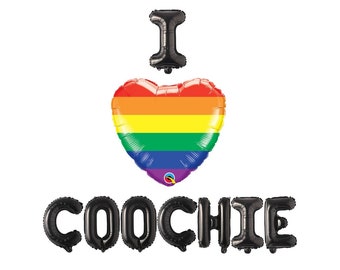 Pride Banner Sign, I Love Coochie Balloon Banner, Gay Parade Pride Month Balloon Banner, Gay Pride Decorations, Lesbian Bachelorette